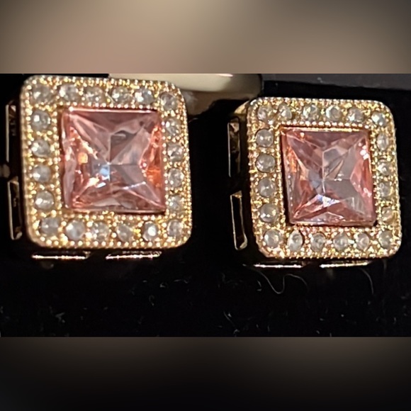 PINK ICE AND ZIRCON GLAMORUS EARRINGS - Picture 1 of 8